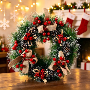 Plastic Artificial Flower <b>Wreath</b> Indoor <b>Outdoor</b> Home Decor Window Front Door Ornament Summer Autumn American Style - Product Image 1