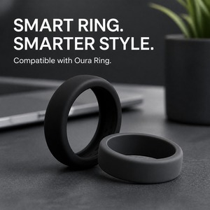 เคสซิลิโคน Oura Ring 5/4 Galaxy Ring RingConn Ultrahuman สีเทาเข้ม-ดำ สำหรับปกป้องสมาร์ทริง ดีไซน์ทันสมัย เหมาะสำหรับผู้ชายทำงาน - Product Image 1