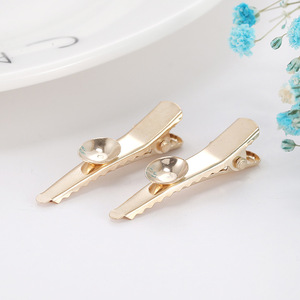 Gold 3.5Cm Pointed Duckbill <b>Clip</b> Beaded Rim Hair Accessory Daily Use - Product Image 4