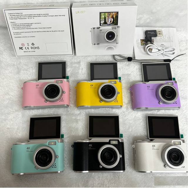 4K 48MP 1080p 10-20X Zoom 2.4inch Flip Screen CMOS Digital Camera Camcorder Waterproof Night Vision Student Travel Vlog Use