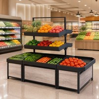 Metaal producten displayrek fruit groente standaard verstelbare hoogte kantelbare planken 150kg draagvermogen voor supermarkt fruitwinkel