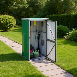 Caseta de herramientas de jardín de acero galvanizado verde de 34.6x35x63.4 pulgadas para almacenamiento en exteriores - Product Image 2