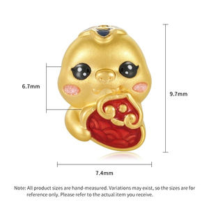 Zodiac series golden gourd snake beaded high-end 24K gold jewelry accessories beaded for <b>bracelet</b> - Product Image 4