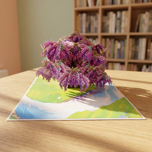 การ์ดอวยพร 3 มิติ ลายดอกวิสทีเรียสีม่วง ขายดีที่สุด สำหรับวันขอบคุณพระเจ้า วันวาเลนไทน์ ทำด้วยมือ พร้อมโลโก้สั่งทำได้ งานฝีมือกระดาษตกแต่งบ้าน - Product Image 4