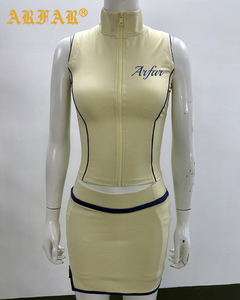 <span class=keywords><strong>Conjunto</strong></span> de 2 Piezas, Minifalda <span class=keywords><strong>y</strong></span> <span class=keywords><strong>Chaqueta</strong></span> sin Mangas con Bloques de Color Personalizados, Ropa de Verano para Mujer, Modelo 2026 - Product Image 2