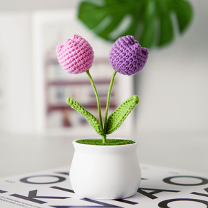 All'ingrosso a buon mercato a mano Crochet tessitura artificiali a maglia <span class=keywords><strong>fiori</strong></span> lavanda e loto in vaso decorazioni vegetali per la laurea - Product Image 5