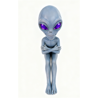 Vente flash Figurine en résine d'extraterrestre bleu mignon avec des yeux violets lumineux, Décoration de style dessin animé pour la maison, Cadeau de collection unique sur le thème de la science-fiction
