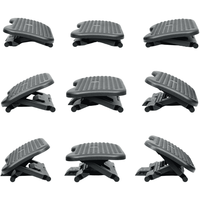 Repose-pieds carré noir en plastique ergonomique réglable en hauteur pour bureau, mobilier de bureau moderne, usage commercial, pré-assemblé