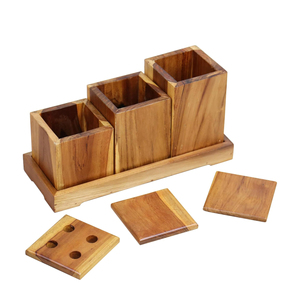 Set in tre pezzi eco-friendly contenitori in <span class=keywords><strong>Teak</strong></span> da bagno e un vassoio abbinato Set da bagno Set amenità accessori da bagno - Product Image 5