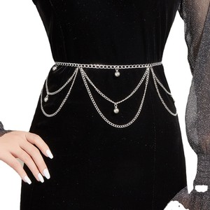 โซ่คล้องเอวแฟชั่นหลายชั้น ประดับจี้ลูกบอล สำหรับงานปาร์ตี้ ทำจากโลหะผสมสังกะสี สีเงิน - Product Image 5