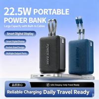 NOUVEAU Power Bank Mini Portable 20000 mAh avec Écran LED, Câble USB Type-C, Charge Rapide 10W, Boîtier en Tissu Tressé