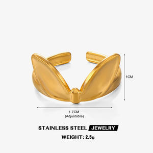 Anillo abierto con textura de alta calidad, Orejas de conejo, anillos geométricos encantadores traviesos, joyería de acero inoxidable de estilo étnico Hip Hop - Product Image 5