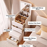 NOVA petit ensemble de table de maquillage à dessus rabattable blanc meubles d'appartement coiffeuse avec miroir intelligent armoire latérale de chambre à coucher avec tabouret