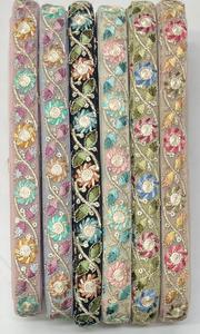 2025 Wholesale Floral Embroidered Vintage Ethnic Style Tulle <strong>Lace</strong> Craft Trimming Border Colorful Mesh Embroidery <strong>Lace</strong> <strong>Trim</strong> - Product Image 2