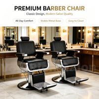 Fauteuil de Barbier Professionnel pour Hommes – Vente en Gros, Logo Personnalisé, Mobilier de Salon de Luxe Hydraulique, Chaise de Coiffure pour Salons de Barbier