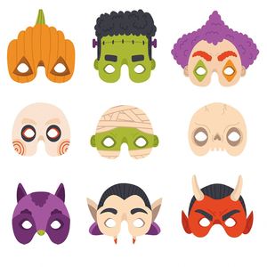 Decoración de Papel para Fiestas Infantiles, Máscara de Dibujos Animados de Halloween con Diseño de Búho y Calabaza, Venta al por Mayor - Product Image 5