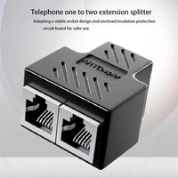 Divisor de cable de teléfono 3 vías RJ11 acoplador hembra 1 a 2 adaptador rama 6P6C conector de extensión