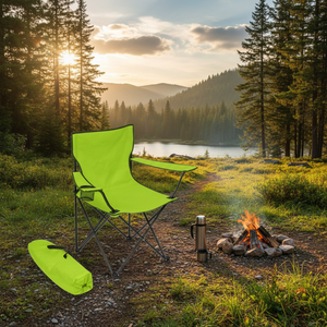 Sedia da Campeggio Pieghevole in Acciaio Verde Chiaro 51x51x83 per Viaggi Escursioni Workshop Picnic Pesca - Product Image 3