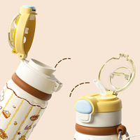Bouteille d'eau pour enfants Snoopys 470 ml en acier inoxydable, gobelet isotherme avec paille, cordon portable, tasse thermos mignonne à motif de dessin animé