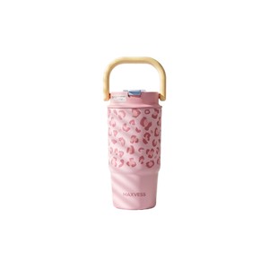 Gobelet isotherme portable 650 ml 500 ml en acier inoxydable 316 avec poignée à motif mignon, motif léopard et champignon, couvercle rabattable - Product Image 3