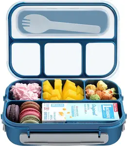 Lancheira Crianças Bento recipientes plásticos de plástico Lunch box para Adultos/Criança 4 Compartimento Bento Lunch Box Freezer Seguro