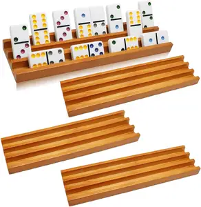 Juego de bastidores de dominó de madera de 8 bandejas de dominó Premium, organizador de soportes para tren mexicano Chickenfoot y otros juegos de dominó