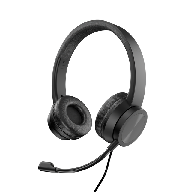 USB On-Ear Headphones with Microphone Volume Control for Laptop/PC LED Battery Indicator Call Center Office Headset for Computer