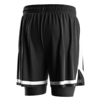 Shorts de basket-ball à double couche, couche de compression anti-frottement, couche extérieure en maille, évacuation de l'humidité, pas besoin de sous-vêtements supplémentaires