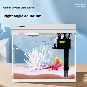 <span class=keywords><strong>Aquarium</strong></span> en verre rectangulaire ultra-clair <span class=keywords><strong>pour</strong></span> usage domestique, configuration écologique de bureau, <span class=keywords><strong>filtre</strong></span> intégré, pas de changement <span class=keywords><strong>d</strong></span>'eau requis, économe en énergie - Product Image 2