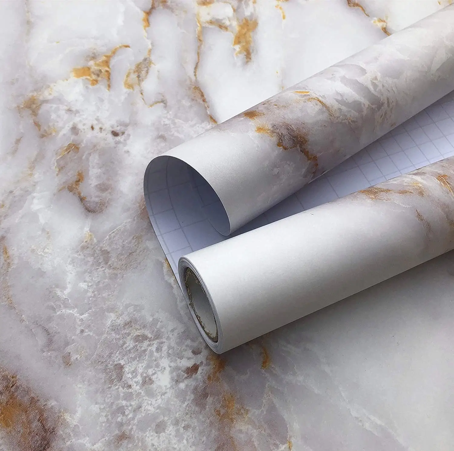 Marble White Gold Contact Paper Thickened Marble Matte Wallpaper Bathroom countertop Decorative Paper Waterproof Removable Easy