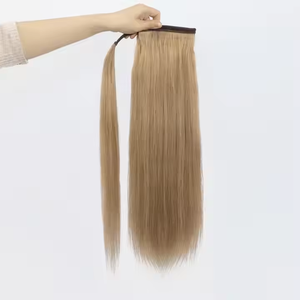 Queue de cheval à clipser en cheveux humains russes bruns dorés, lisses, réalistes et confortables, de 8 à 28 pouces – Meilleure vente - Product Image 2