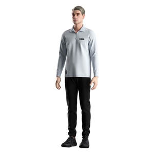 Camiseta Casual Ecológica Sublimada, Camiseta Blanca de Manga Larga Tipo Polo para Hombre con Cierre y Cuello Alto - Product Image 5