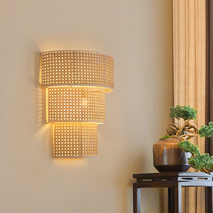 Rattan Wall Lamp E27 <b>Led</b> <b>Light</b> Source For Bedroom Living <b>Room</b> Japanese Style Decor - Product Image 2