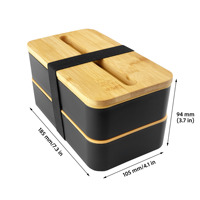 Lonchera Bento Apilable con Logotipo Personalizado, Contenedor de Alimentos de Plástico Reciclado con Tapa con Soporte para Teléfono de Bambú, para Regalos de Bienvenida para Empleados