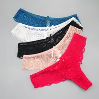 Buy ATORSE® Women Sheer Lace Pearls C String Thong Invisible Underwear  Panties Red at