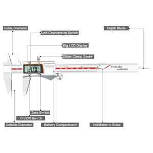 <span class=keywords><strong>Calibrador</strong></span> Digital <span class=keywords><strong>Vernier</strong></span> con Pantalla LCD Retroiluminada 2026, Escala de Acero Inoxidable de 200 mm, Precisión de 0.01 mm, Acabado Cromado Satinado, Estándar para el Hogar - Product Image 5