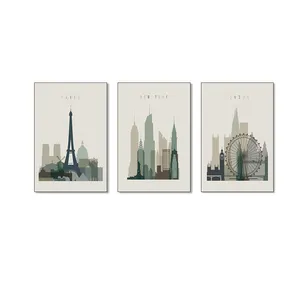 Printed Morden City Picture Canvas Art Set With Frame