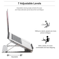 SMONAMA Dudukan Laptop Aluminium yang Dapat Disesuaikan, Lipat, Tahan Lama, Portabel untuk Meja, Alas Pendingin Laptop Semikonduktor