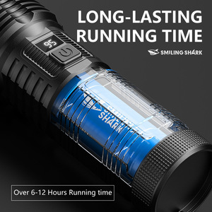 Smiling Shark <b>Flashlight</b> SD-7184 <b>Rechargeable</b> LED Zoomable With Power Display And COB Light Source - Product Image 2