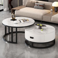 Table basse moderne minimaliste haut de gamme en dalle frittée, ensemble de meubles de salon de luxe avec caractéristiques décoratives pour petit appartement