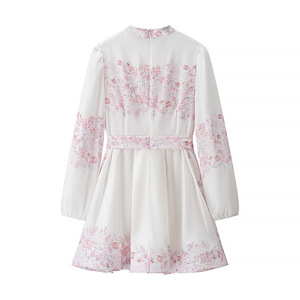 Vestido de Mujer Estilo Retro de Primavera con Cinturón, Cintura Ajustada y Estampado - Product Image 2