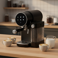 Machine à café électrique semi-automatique avec écran couleur, réservoir à lait amovible de 900 ml, pour usage domestique et hôtelier, en plastique