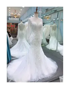 High Quality Luxury Sexy Plus Size Bridal Gowns Long Trail Backless Fish Tail Trailing Bridal Wedding Dress