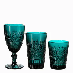 samyo ODM Support Factory Custom green Colored drinking glass cup Goblet Red Wine Glass