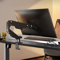 Support de moniteur de bureau en alliage d'aluminium noir 14-34 pouces, bras articulé à ressort à gaz, mouvement complet, 10 kg, VESA 75x75 mm, pour écran LCD/LED, TV, PC