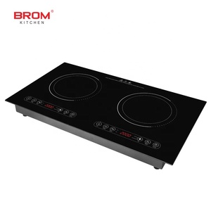 Table de cuisson encastrable professionnelle à double foyer avec plaque en cristal, cuisinière à induction 2 brûleurs multifonction pour casseroles, 2 plaques à induction - Product Image 2