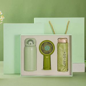 Nouvelle idée de produit 2024 femmes ensemble cadeau de jour Mini ventilateur avec parapluie bouteille d'eau serviette coffret cadeau pour les femmes - Product Image 2