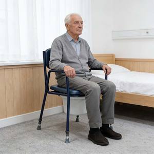 Chaise de toilette réglable en hauteur 3-en-1 pour personnes âgées, seniors et adultes, en acier, pour usage médical et hospitalier, <span class=keywords><strong>à</strong></span> placer sur les toilettes - Product Image 4