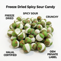 Luyuan OEM Bonbons lyophilisés épicés, acidulés et fruités, collations croustillantes, fabricant direct d'usine depuis 30 ans, Halal, vente en gros en vrac