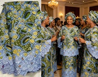 Tissu en dentelle Ankara 100 % coton de haute qualité, écologique, nouveau, grand motif scintillant perlé, style africain